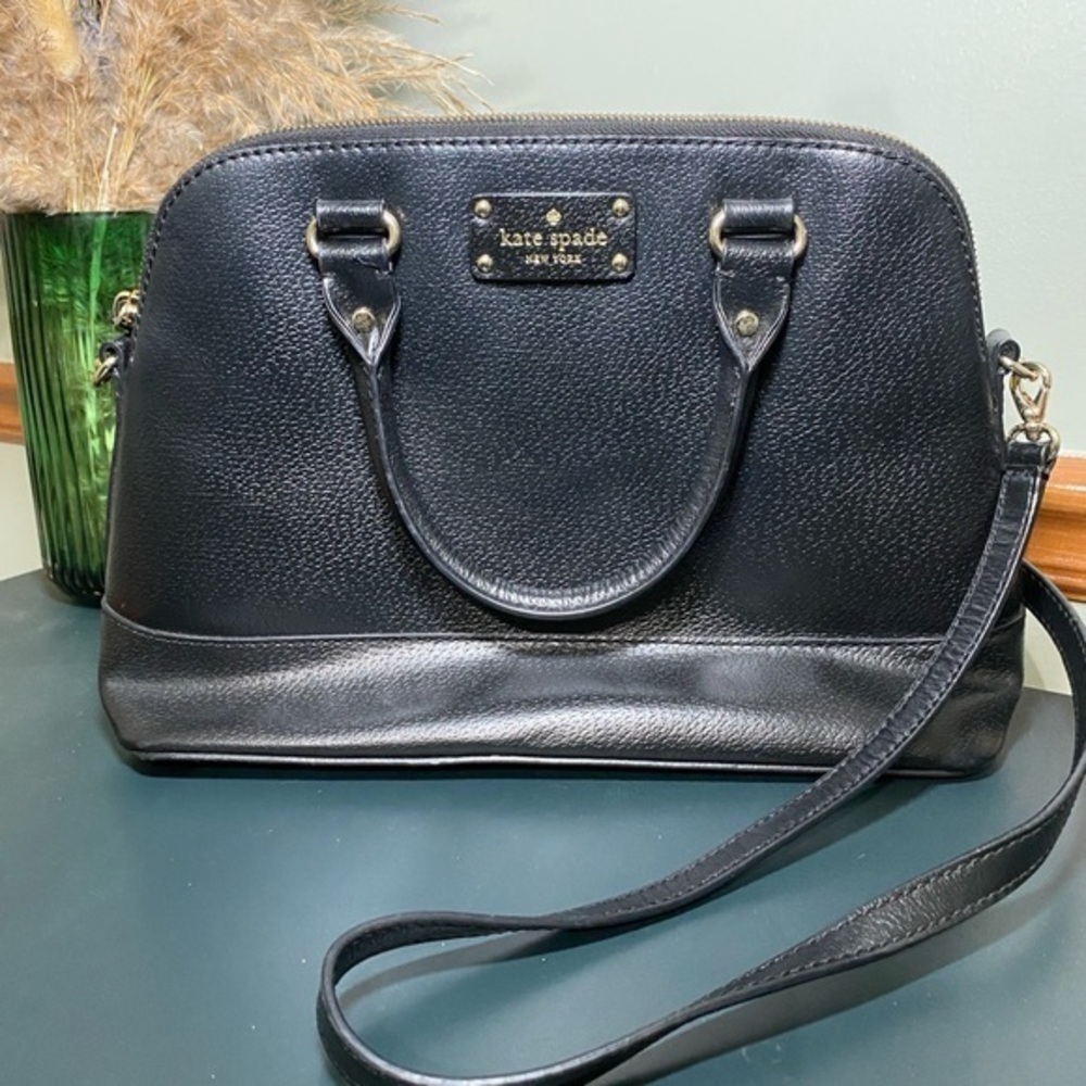 Kate Spade Wellesley Rachelle Black Leather Satchel Handbag Crossbody